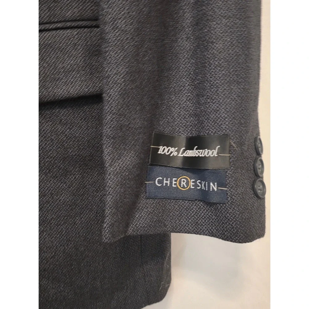 Chereskin 44R 100% Lambswool Blazer Charcoal Gray 3-Button Sport Coat Jacket Men